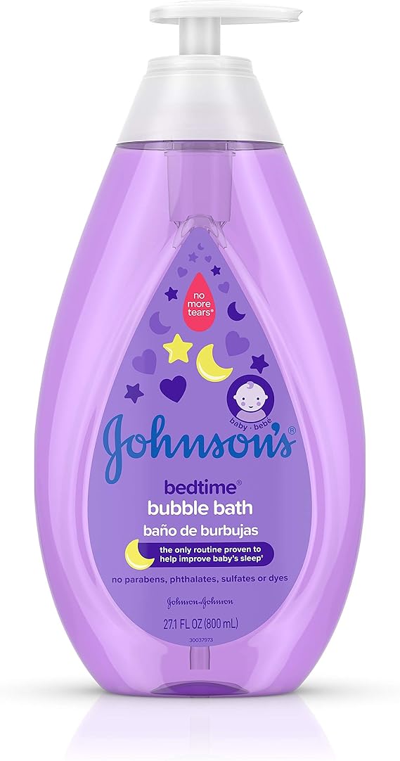 Johnson's Bedtime Baby Bubble Bath with Relaxing & Soothing NaturalCalm Aromas, Hypoallergenic, Gentle & Tear-Free Nighttime Bubble Bath for Babies, Kids & Toddlers, 27.1 fl. oz