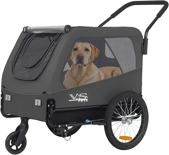 Tiggo Veelar Sports Pets Large Dog Bike Trailer & Stroller for Medium,Large Dog or Multiple Small Dogs, Pet Stroller for Dogs Up to 78 lbs, Parking Brakes, Low Center of Gravity