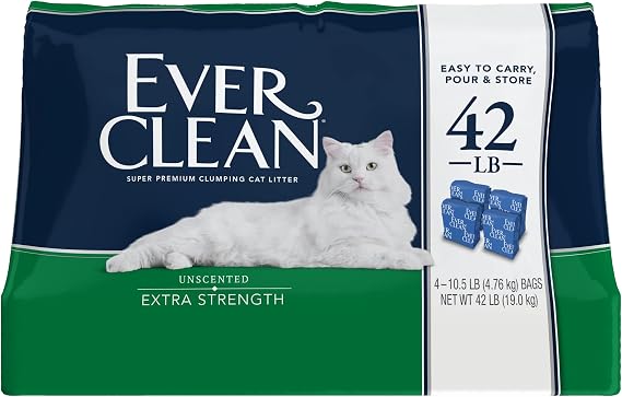 Ever Clean Extra Strength Clumping Cat Litter, Unscented, 42 Pounds