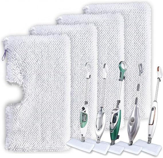 Turbo Microfiber Shark Steam Mop Replacement Pads, Professional Fit Series S3500 S2901 S2902 S3455K S3501 S3550 S3601 S3801 S3901 S4601 S4701 SE450, 4 Pack Replacement Microfiber Cloth Head Covers