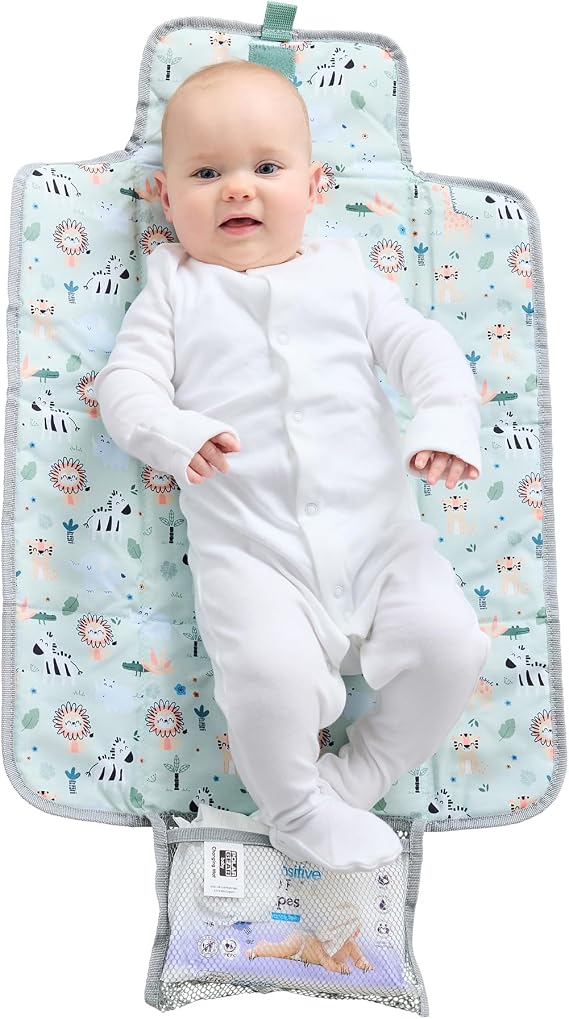 Polar Gear Baby Changing Mat, Portable Travel Changing Mat for 0-3yrs Old | Waterproof, foldable, padded, mesh storage pocket, easy clean, lightweight, travel-friendly, with pocket
