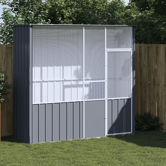 Bird Aviary Outdoor Bird Cage for Finch, Canary,Bird Cage Anthracite 215x78x200 cm Galvanised Steel