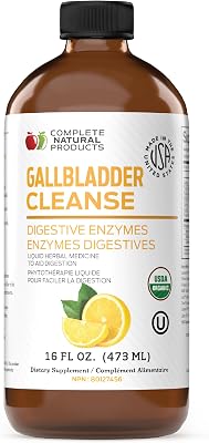 Complete Natural Products Gallbladder Support Liquid 16oz Supplement - Apple Cider Vinegar Formula with Turmeric Beet Milk Thistle Enzymes, Digestive Cleanse Aid for Liver Health, USA Made Kosher