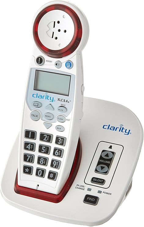 Clarity 59234.001 DECT 6.0 Extra-Loud Big-Button Speakerphone with Talking Caller ID, White, 3.6" x 4.5" x 5.3"