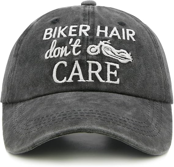 Waldeal Biker Hair Don't Care Hat for Women, Denim Washed Adjustable Baseball Cap