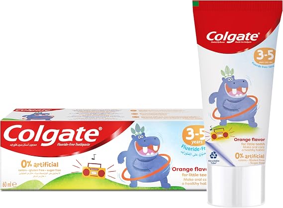 Colgate 3-5 Year Old Orange Flavored Fluoride-Free Children's Toothpaste 60 ml
