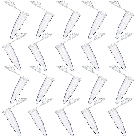 20 Pieces 1.5ml Centrifuge Tube, Micro Conical Centrifuge Tubes | Plastic Test Vials with Lids, Laboratory Centrifuge Tubes, for Experiments in the Laboratory (Transparent)