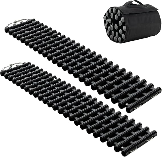 GiantexUK 2PCS Traction Mats, 23.5"/33.5"/39.5" Tire Recovery Track Pad Roll with Bag, Car Vehicle Tyre Off Road Escape Grip Boards Aid for Sand Mud Snow Ice Emergency (100 x 21 x 3cm)