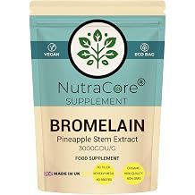 Bromelain 550mg 3000 GDU/g – High Strength Pineapple Stem Extract – Vegan Digestive Enzyme Support – Protein Breakdown &amp; Nutrient Absorption – Non-GMO, No Fillers – Made in UK – NutraCore (90)