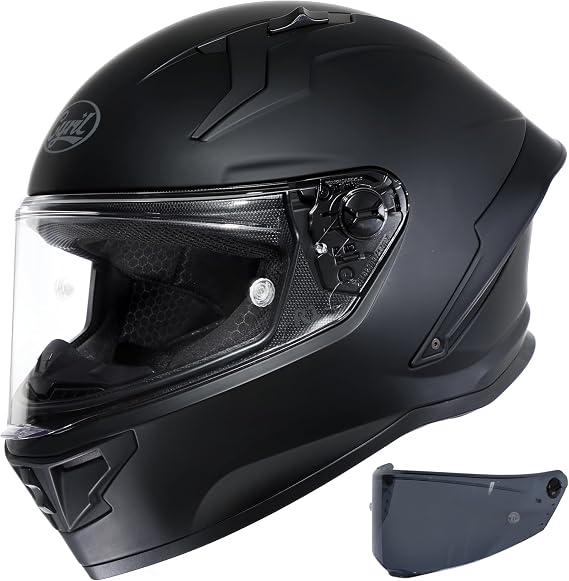 CYRIL Full Face Motorcycle Helmet DOT Approved, Street Bike Racing Helmet | Includes quick release clear and tinted visors, optimized aerodynamic vent system with washable lining for adults