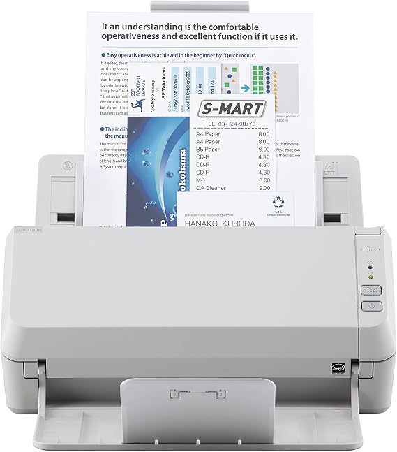 Fujitsu SP-1125N 25ppm/50ipm A4 Duplex ADF Gigabit Ethernet USB3.2 LED Office Scanner. Windows. Includes PaperStream IP, PaperStream Capture