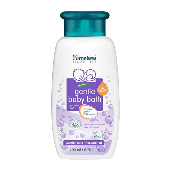 Himalaya Gentle Baby Bath, Tear-Free Formula, for Moisturized Skin, 6.76 oz | Gentle Non-Irritating Cleanser for Nourishing Your Babys Skin, Paraben-Free, SLS-Free, Vegan, Dermatologically Tested