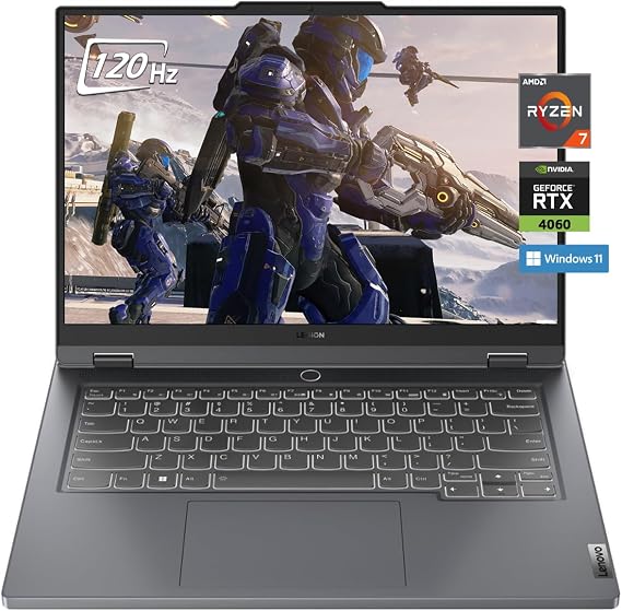 Lenovo Legion Slim 5 14.5" 120Hz WQXGA+ IPS Gaming Laptop, AMD Ryzen 7 7840HS(8-core), NVIDIA GeForce RTX 4060, 16GB RAM, 2TB SSD, Wi-Fi 6, White Backlit, Win11, Storm Gray, W/GaLiMu