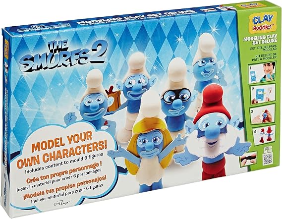 Giromax The Smurfs Clay Buddies Super Pack - 18 Modeling Clay Bars, Activity Book & Instructions for Creating 6 Figures - Fun and Creative Play for Kids
