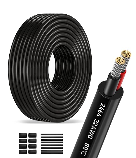 XINWANG UL2464 22 AWG 2 Core Low Voltage Cable, Red/Black, 26.2 ft
