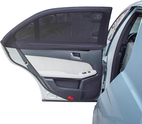 TFY Universal Car Side Window Sun Shade - Protects Your Kids from Sun Burn - Double Layer Design - Maximum Protection - Fit Most of Vehicle - 2 Pieces (Regular Contoured Window)