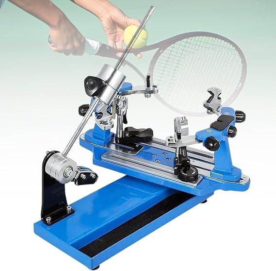 Badminton Racket stringing Machine, Tabletop Stringing Machine,6-Point Fixation, Racket RotationAnti-Slip stringing re-stringing Tool Blue
