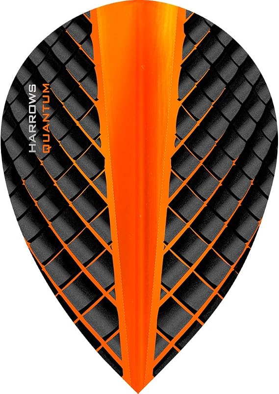 Harrows Quantum Dart Flights - 100 Micron - Pear - 3D Effect - 1 Set (3) (Orange)