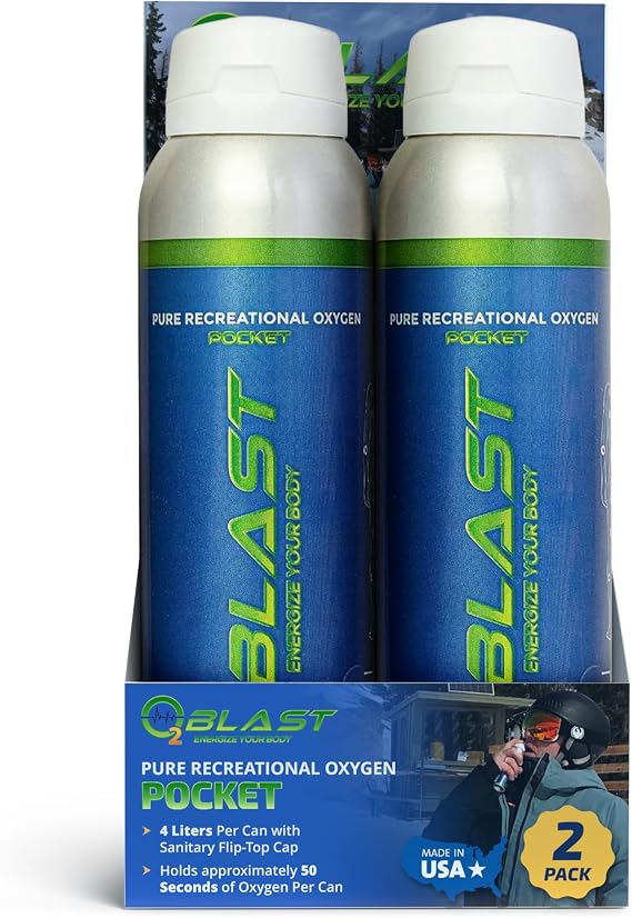 4L Portable Oxygen Can with Flip-Top Cap, Compact Design, 2-Pack | Filled with 99.99% Pure Oxygen, Ideal for Hiking, Camping, Sporting Events, Outdoor Recreation, and High-Altitude Adventures