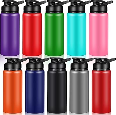 Mimorou 10 Pack 20oz Reusable Aluminum Water Bottles Bulk Multicolor Outdoor Sports Water Bottles for Travel, Gym, Hiking, Cycling, Camping, Fishing, Snap Lid Multicolor