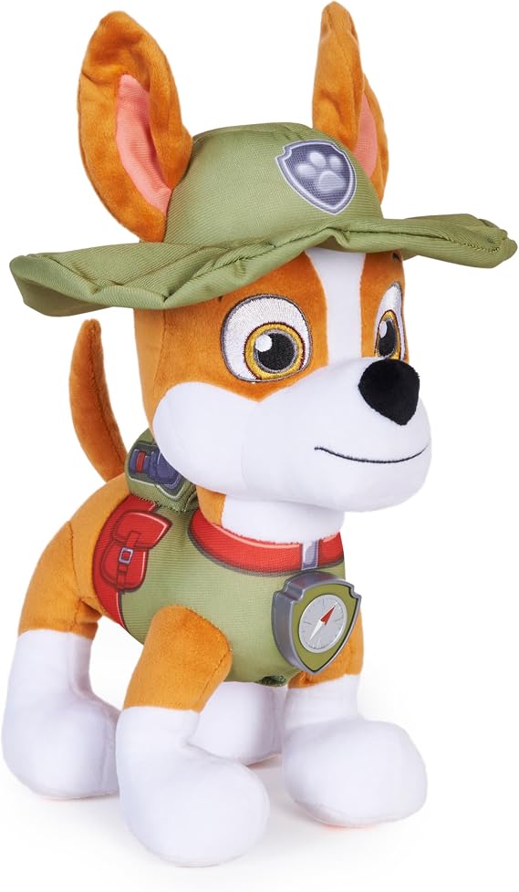 Paw Patrol Talking Tracker 12-Inch Tall Interactive Plush Toy with Music, Sounds and Bilingual Phrases Stuffed Animals, Kids Toys for Ages 3 and up