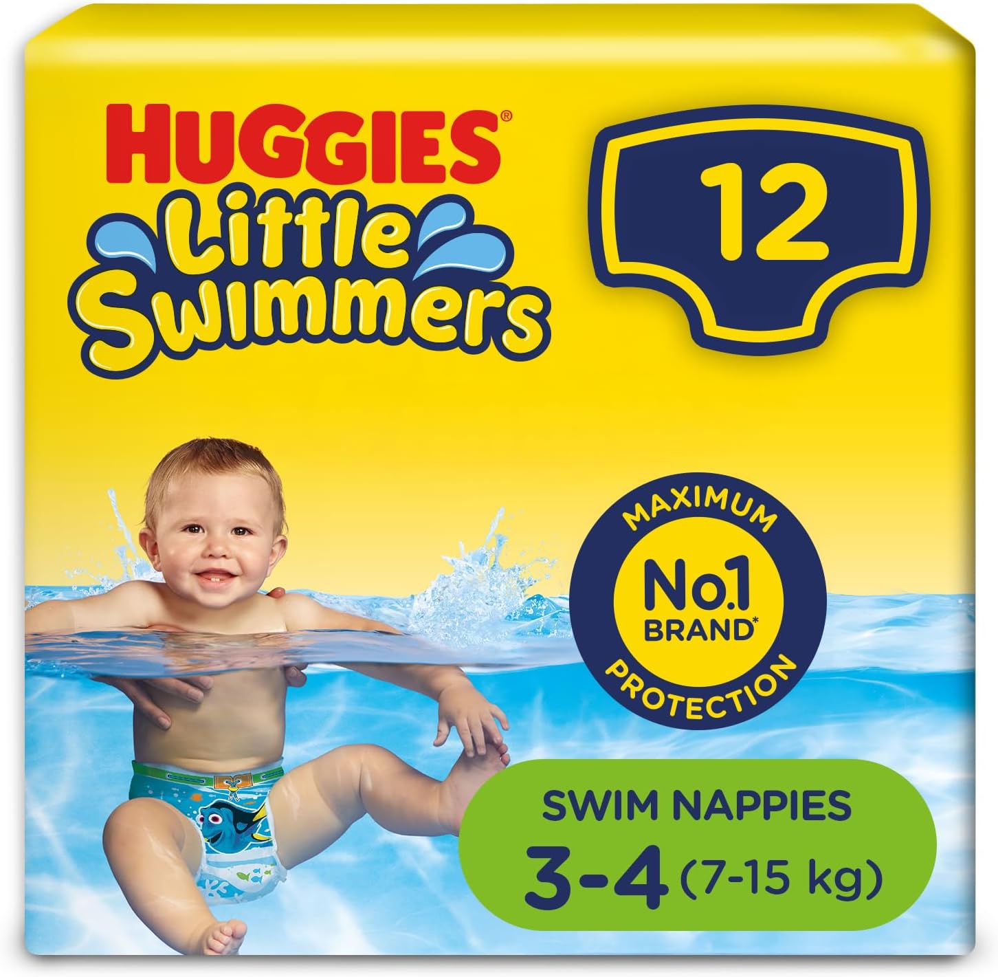 Huggies Little Swimmers Disposable Swim Nappies, Size 3-4 - 12 Pants Total