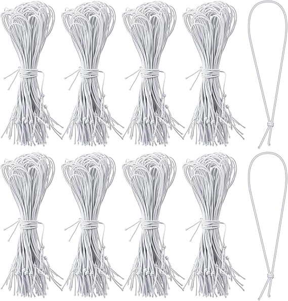 2000 Pcs 9 Inch Long Elastic Loop for Attaching Tags, White