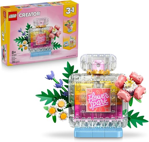 LEGO Creator 3’ü 1 Arada Çiçekli Dekoratif Parfüm Şişesi 31383 | 8 Yaş ve Üzeri Çocuklar için Renkli Etiketler ve Smoothie Menüsü İçeren Yaratıcı Oyuncak Yapım Seti, Hediye Fikri (286 Parça)