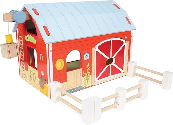 Le Toy Van - Educational Wooden Toy Colourful Wooden Red Barn | Great Interactive Role Play Gifts for A Boy Or Girl - 3+ Years
