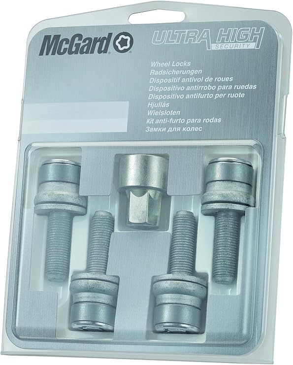 26002SL Wheel Lock Bolts SL (Ultra High Security) M12 x 1,25, flat seat, shaft length 34,5 mm, Overall length 60,2 mm, Hex size 17mm, Key diameter 28,6 mm