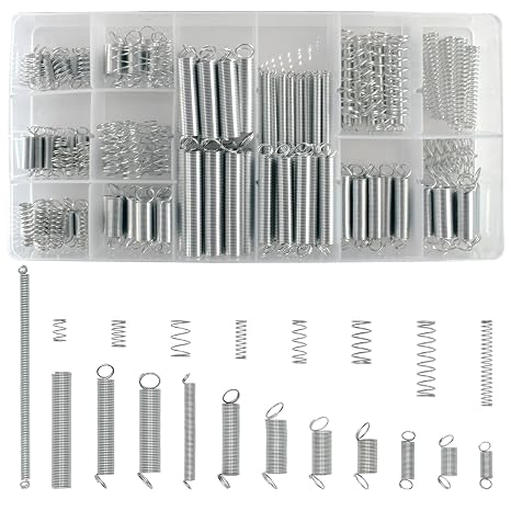 BDS-HOME 200Pcs Spring Assortment Kit, 20 Different Size Zinc Plated Extension and Compression Springs for Shops and Home Repairs Replacement Kit