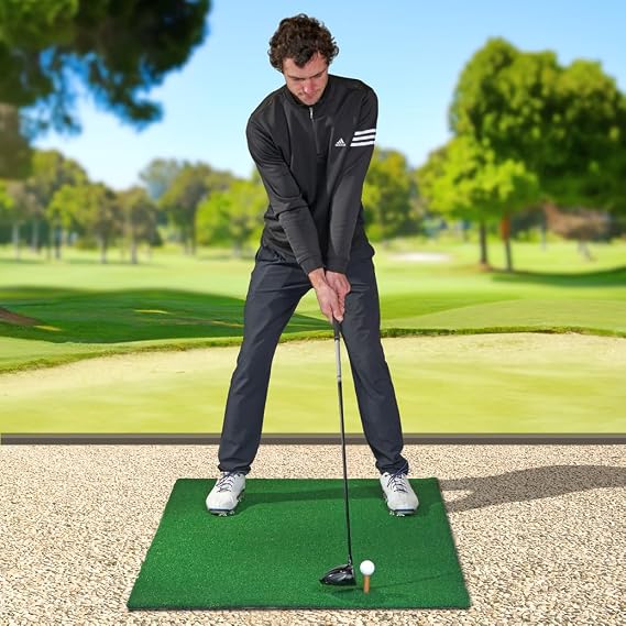 TH Golf Academy Training Mat [1.5 x 1m] | Large 13mm Artificial Grass Mat | Professional | 3 Rubber Tees Included