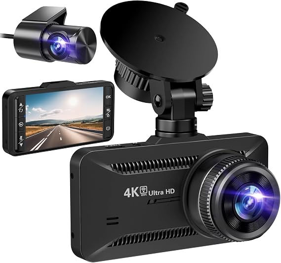SUVCON Dash Cam Front and Rear 4K/1080P,Full HD Dash Cam with APP Control, Dash Camera Build in WiFi