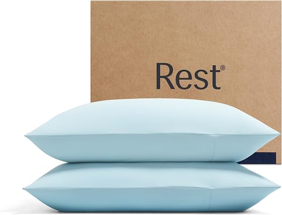 REST Evercool+ Cooling Pillowcases for Hot Sleepers, King, 2PCS | IONIC+ Silver-Infused Yarn for Hygienic Sleep, Cool-to-Touch, Silky Smooth for Hair, High-Elastic Snug Fit, Machine Washable
