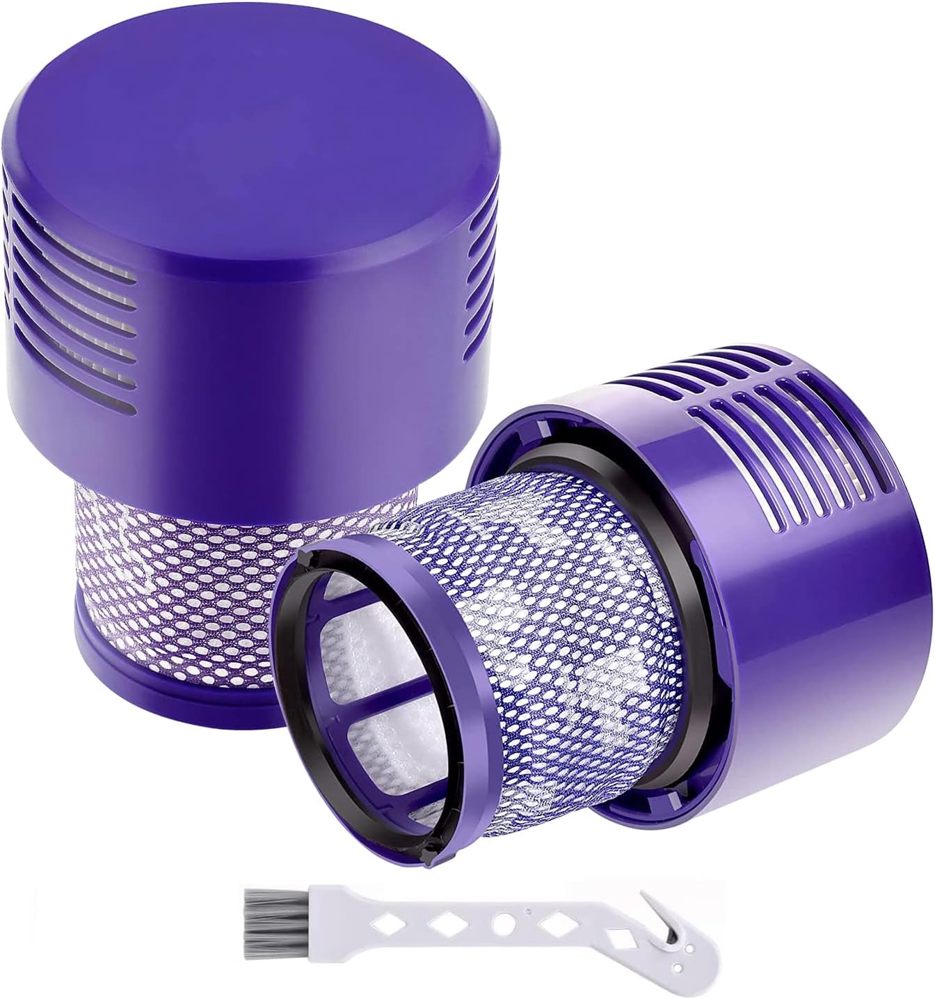 Dyson elektrikli süpürge V10 SV12 Cyclone Animal Absolute Total Clean Motorhead akülü elektrikli süpürge için yedek filtre #DY-969082-01 2 adet filtre 1 temizleme fırçası