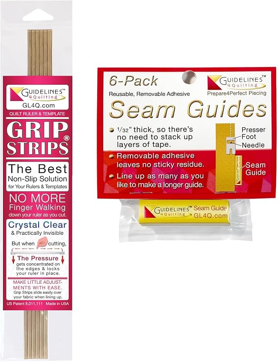 Guidelines4Quilting Grip Strips and 6-Pack Seam Guides Bundle for Quilting