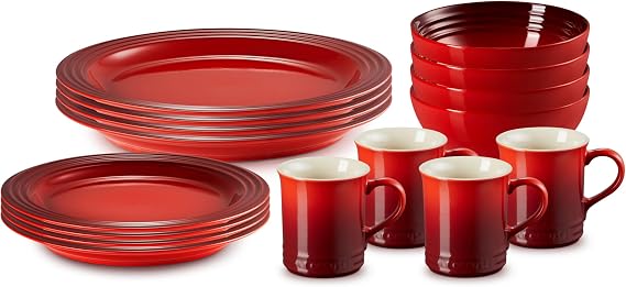 Le Creuset Stoneware Dinnerware Set, 16 pc., Cerise
