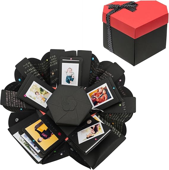 Surprise Box Creative Explosion Box DIY Gift Scrapbook and Photo Album Gift Box Birthday Gift Box (heart-shaped)