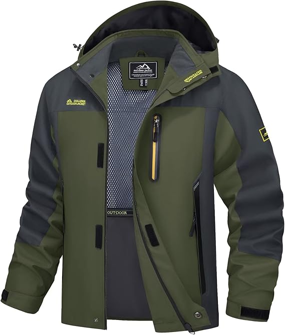 MAGCOMSEN Men's Lightweight Hooded Rain Jacket Water Resistant Raincoat Softshell Windbreaker Jackets Hiking Fishing