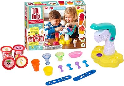 Tutti Frutti: Ice Cream Dough Kit - Scented Modeling Dough Craft Kit w Molds & Tools, Non-Toxic, Pear, Strawberry, Chocolate & Vanilla, Kids Ages 3
