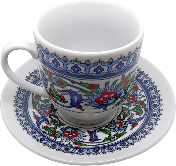 Turkish Coffee Cup and Saucer (6 Sets) 12 Pieces