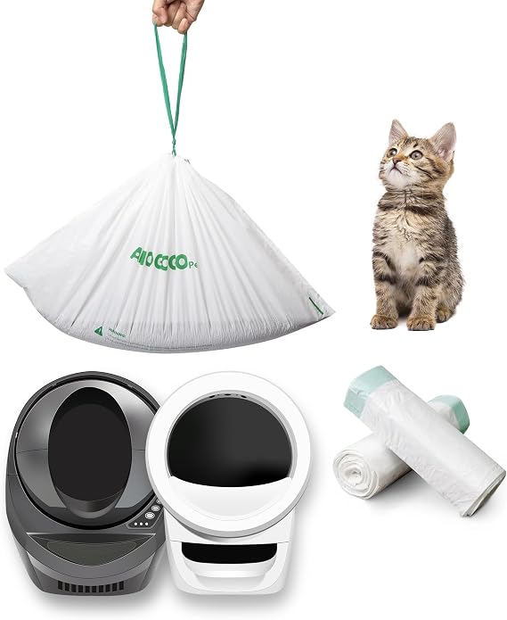Waste Bags, Compatible with Litter Robot 4/5/3, Liners for Automatic Cat Litter Box Self Cleaning, 9-11 Gallon Capacity, Replacement Bags Liners with Drawstring 40 Pack, 25.8" x 21.5"