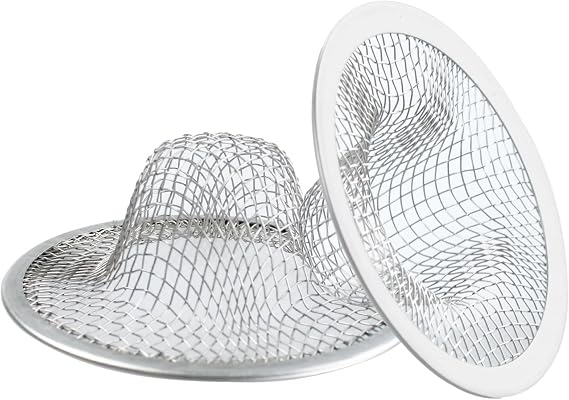 2PCS Kitchen Sink Strainers, 2.8" Top/1.1" Basket, Round Drain Filter Basket Food Catcher, Stainless Steel Bathtub Drain Strainer, Shower Hair Drain Catcher