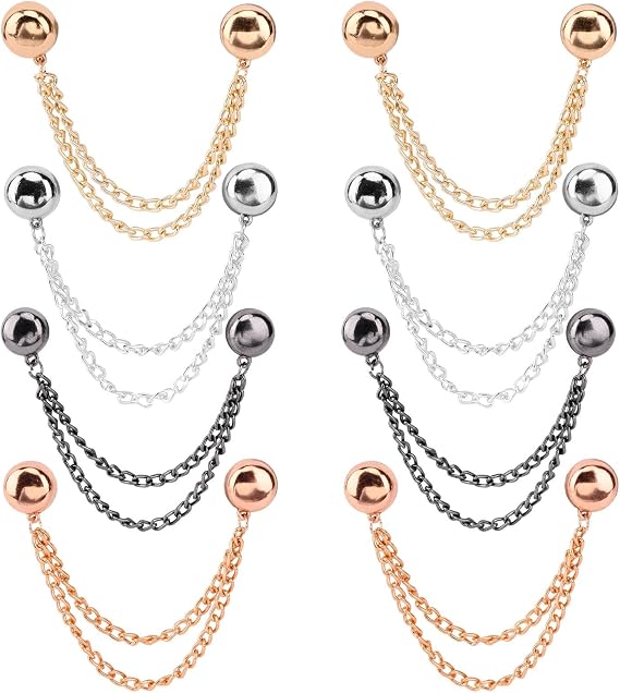 8 Pcs Magnetic Clothing Clips, Multi-Function Magnetic Clothing Clips with Chain, Clothing Magnets for Shirts, Sleeves, Skirts, Dresses & Pants(Color:Gold+Silver+Black+Rose Gold)