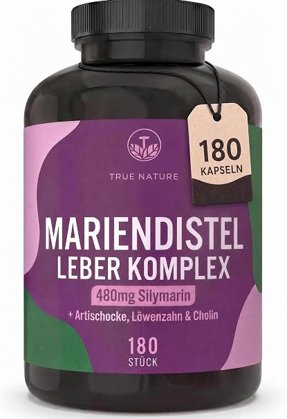 Liver Complex Capsules - 180 Capsules - With Milk Thistle Artichoke Dandelion &amp; Choline - Supports Liver &amp; Fat Metabolism* - Vegan &amp; No Additives - TRUE NATURE®