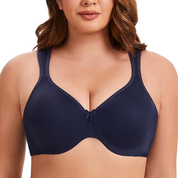 MELENECA Women's Plus Size Minimizer Bra Seamless Underwire Support | Full figure support, breathable fabric reduces bulk, and wide straps relieve shoulder pressure during everyday wear.