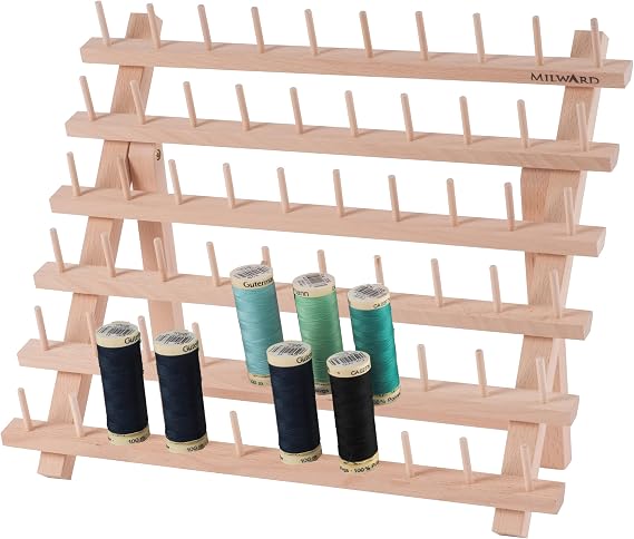 Milward Wooden Sewing Thread Holder, Natural Wood, 60 Spool, 34 x 40cm