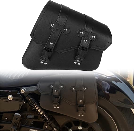 Black Motorcycle Saddlebags Side Tool Bag Luggage Saddle Bags Pouch PU Leather Universal For Yamaha