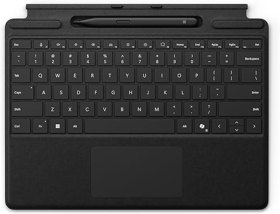 Microsoft Surface Pro Keyboard with Slim Pen | Black | Compatible with Surface Pro Copilot +, Surface Pro 9, or Surface Pro 8 | QWERTY (UK) | Compatible with Surface Pro 13-inch from Surface Pro 8