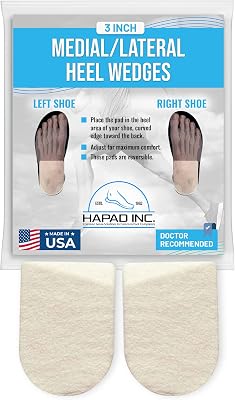 Hapad Wool Felt Heel Wedge Inserts for Pronation & Supination Correction - Orthopedic Lateral & Medial Heel Wedges for Men & Women - Shoe Insoles with Adhesive Backing - Made in USA